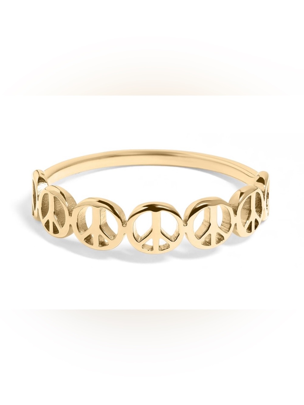 $30.00- 18K Gold PVD Stainless Steel Peace Sign Stacking Ring Size 8